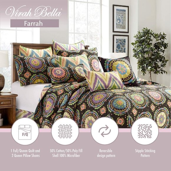 Farrah 3pc Quilt set by Virah Bella - Picture 4 of 5